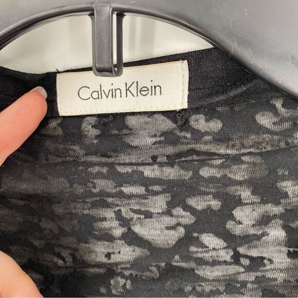 Calvin Klein Women’s Open Waterfall Front Black Sheer Long Sleeve Cardigan L - Picture 2 of 3